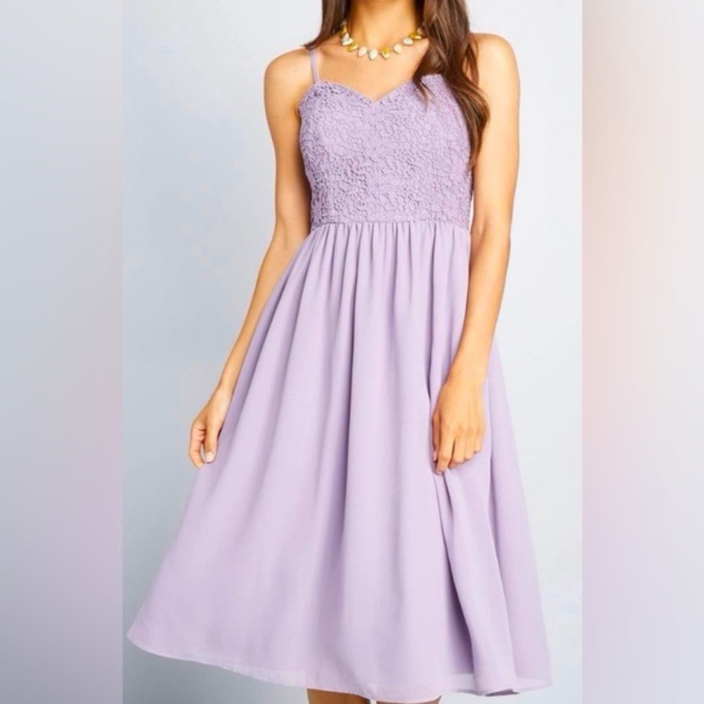 ModCloth Lavender Lace Empire Waist Dress Size 28 spaghetti strap Disney bound